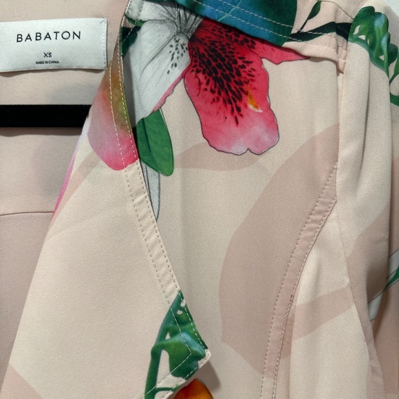 Babaton Aritzia Quincey Floral Duster Trench Jacket w/ Pockets Beige Pink XS - Picture 2 of 5